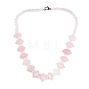 Natural Rose Quartz Round & Cone Beaded Necklaces NJEW-N064-03N-1