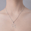 201 Stainless Steel Hollow Star Pendant Necklace NJEW-OY001-47-2