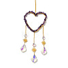 Heart Natural Amethyst Chips Hanging Ornaments HJEW-G024-01D-2