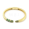 Brass Pave Green Cubic Zirconia & Glass Open Cuff Bangles for Women Men BJEW-Z062-25G-2