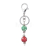 Dyed Natural Wood Round Beaded Keychain KEYC-JKC00931-4