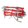 Red Glass Multi-Strand Beaded Bracelets BJEW-JB10709-1