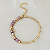 Bohemian Natural Amethyst Heishi Beads Bracelets with 304 Stainless Steel Paperclip Chains WGD41F4-02-1