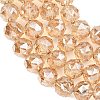 Electroplate Transparent Glass Beads Strands GLAA-H040-01E-3