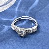 Brass Micro Pave Clear Cubic Zirconia Cuff Open Rings CU-CBA5C10-18P-1