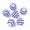 Striped Resin Rhinestone Beads OACR-A037-01B-1