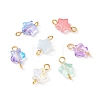 Star Glass Golden Tone Iron Connector Charms PALLOY-JF01732-1
