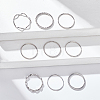 9Pcs 9 Style Leaf & Wave & Simple Thin Titanium Steel Finger Rings Set for Men Women RJEW-AN0001-11-7