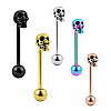 Skull 304 Stainless Steel Straight Barbell 15 Gauge Piercing Tongue Rings for Women Men FS-WG07D05-02-3