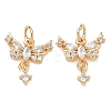 Brass Micro Pave Clear Cubic Zirconia Pendants CU-CBAB0CF-22G-1
