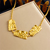 304 Stainless Steel Textured Pendant Bib Necklaces for Women WG31207-03-1