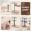 Double Black T Bar Iron Ring Organizer Holder with Wooden Trays ODIS-WH0086-230-3