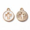 Light Gold Plated Alloy Enamel Pendants ENAM-R136-18A-3