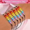 Gemstone Rainbow Heart Beaded Black Cord Adjustable Bracelet for Women YA9246-2-2