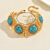 Bohemian Alloy Pave Natural & Dyed Magnesite Beads Link Chain Bracelets KI5721-2