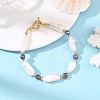 Natural Heishi Pearl Beads Bracelets with 304 Stainless Steel Toggle Clasps for Women BJEW-JB14408-1