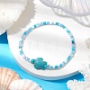 Glass with Dyed Synthetic Turquoise Beaded Stretch Bracelets BJEW-JB11031-02-2