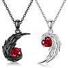 Alloy Siam Rhinestone Couple Angle Evil Wing Heart Pendant Necklaces Set FS-WGC1EEF-01-5