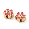 Flower Brass Micro Pave Clear Cubic Zirconia Beads KK-G419-06G-4