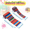 2 Rolls 2 Styles Stripe Pattern Printed Polyester Grosgrain Ribbon OCOR-TA0001-37B-10