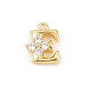 Brass Micro Pave Clear Cubic Zirconia Charms KK-Z151-18G-E-1