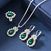 Teardrop Alloy Rhinestone Earring & Pendant Necklaces & Finger Rings Sets FS-WG77DAC-03-1