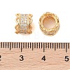 Brass Micro Pave Clear Cubic Zirconia European Beads KK-B100-010G-3