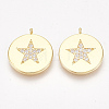 Brass Micro Pave Cubic Zirconia Pentacle Pendants X-KK-S350-272-1