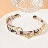 Cellulose Acetate(Resin) & 304 Stainless Steel Double Layer Wavy Open Cuff Bangles for Women SA-CBA7107-03G-2