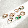 7Pcs 7 Styles Alloy Rhinestone Plain Band Rings PW-WG606C8-01-3