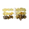 3Pcs 3 Styles Natural Mixed Gemstone Chip & Cultured Freshwater Pearl Beaded Stretch Bracelets Set for Women BJEW-JB13762-06-5