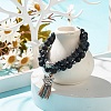 2Pcs 2 Style Natural Lava Rock & Synthetic Hematite Stretch Bracelets with Alloy Lotus & Buddha Head BJEW-JB08026-2