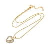 Brass Micro Pave Clear Cubic Zirconia Heart Pendant Necklaces NJEW-Q040-02G-2