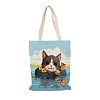 Cat Polyester Canvas Women's Tote Bags PW-WGE8DDB-04-1