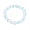 Round Natural Selenite Beaded Stretch Bracelets BJEW-L694-002B-01-2