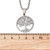 201 Stainless Steel Tree of Life Pendant Box Chain Necklaces for Men NJEW-S440-16P-3