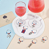 20Pcs 10 Styles Union Jack & Soldier & Umbrella & Horse & Crown Alloy Dangle Wine Glass Charms with Glass Pearl AJEW-BC0003-10-5