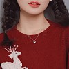 925 Sterling Silver Micro Pave Clear Cubic Zirconia Christmas Snowflake Pendant Necklaces for Women FS-WG10658-02-2