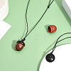 2Pcs 2 Colors Acorn Wood Locket Pendant Necklace with Wax Cords NJEW-CA0001-13-4