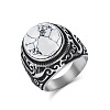 304 Stainless Steel with Natural Howlite Finger Rings for Men FS-WG44E14-10-1