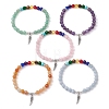 Chakra Round Natural Gemstone Stretch Bracelets BJEW-JB10985-1