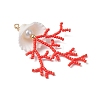 3Pcs Glass Seed Beaded & Clam Shell Big Pendants PALLOY-MZ01152-5