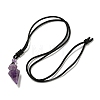 Natural Amethyst Conical Pendulum Pendant Necklace with Nylon Cord for Women NJEW-B106-01A-2