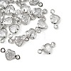 SHEGRACE Brass Pave Clear Cubic Zirconia Heart Connector Charms XGRQ2O907-448P-1