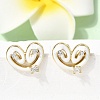 Heart Brass Micro Pave Cubic Zirconia Stud Earring EJEW-H180-15G-5