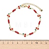 Brass Glass and Enamel Red Cherry Link Chain Anklets for Women AJEW-AN00814-4
