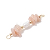 Natural Sunstone Chip & Natural Cultured Freshwater Pearl Rice Beaded Connector Charms PALLOY-JF03707-02-4