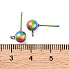 Rainbow Color 304 Stainless Steel Ball Stud Earring Post STAS-C043-65C-M-2