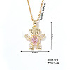 Brass Light Rosaline AB Rhinestone Cute Bear Pendant Necklaces for Women ME0336-2-1