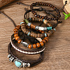 6Pcs 6 Styles Wood & Synthetic Turquoise & Alloy Beaded Stretch Bracelets & Braided Bracelets for Women BJEW-CL0001-60-4